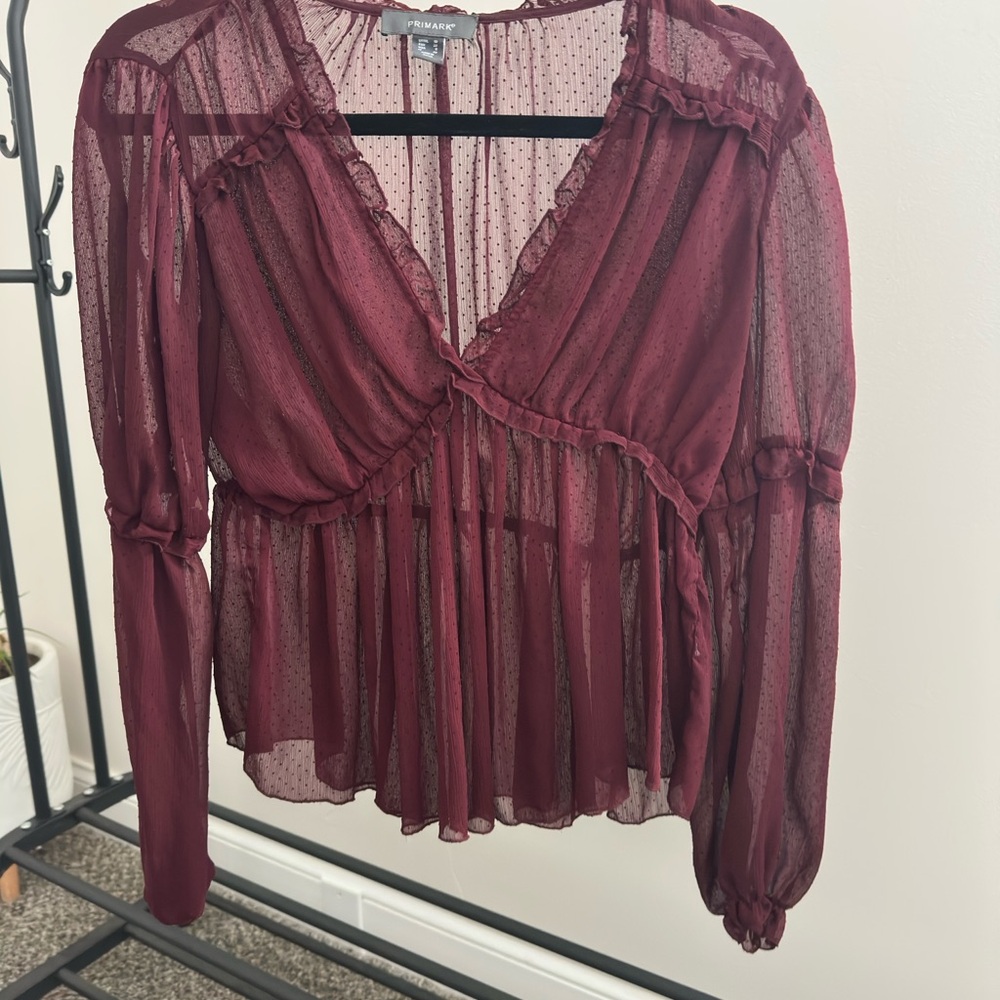 Primark Deep Red Sheer Blouse